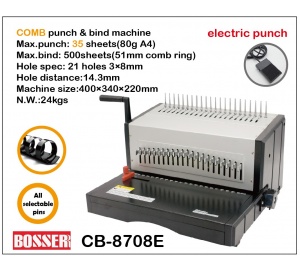Máy Đóng Sách Lò Xo Nhựa Bosser CB-8708E – Đóng Gáy Chuyên Nghiệp, Bền Bỉ, Dễ Sử Dụng